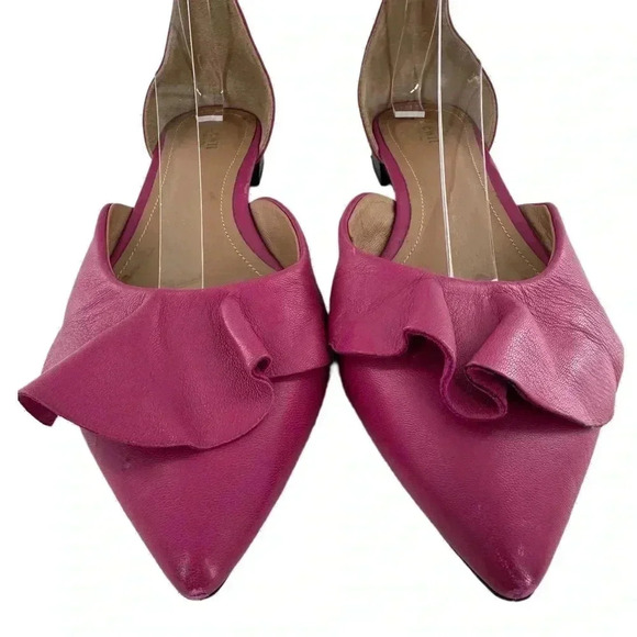 Lewit Alesia womens flats size 39 pink fuchsia Italian leather pointy toe dorsay - Picture 3 of 15